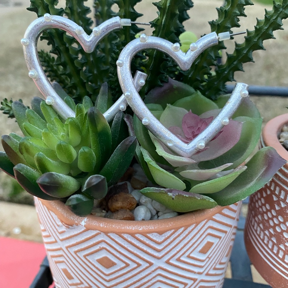 Silver Heart Hoop Earrings